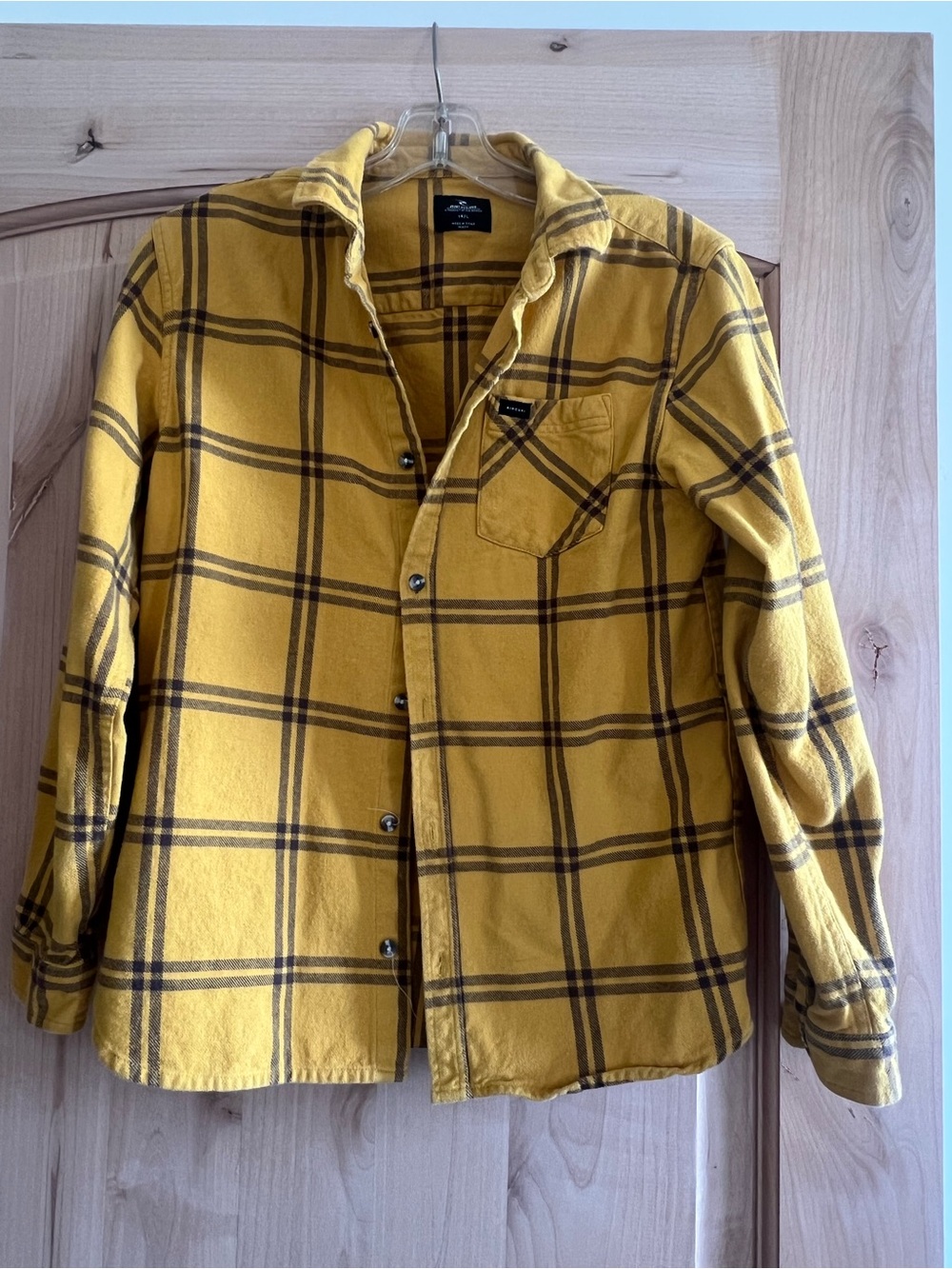 Rip Curl Yellow Plaid Button-Down Shirt